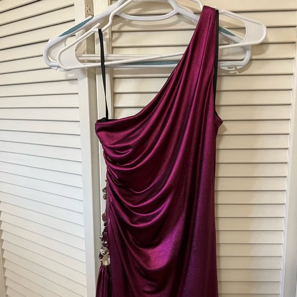 Robert Rodriguez Purple Metallic One Shoulder Gown Size 4 - Picture 7 of 16